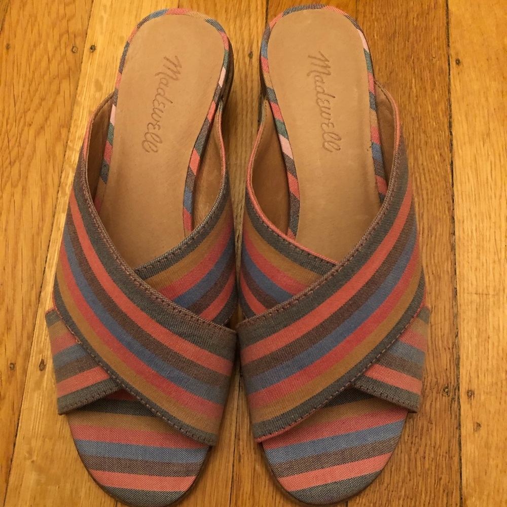 Madewell Ruthie Criss Cross Mule (rainbow stripe)